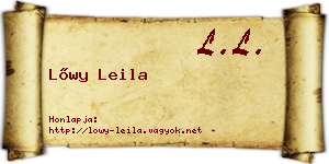 Lőwy Leila névjegykártya